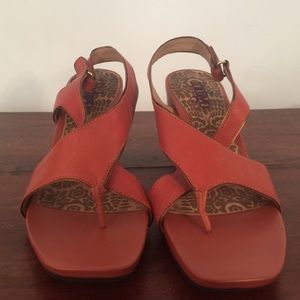 NWOT Indigo Orange Leather Sandals